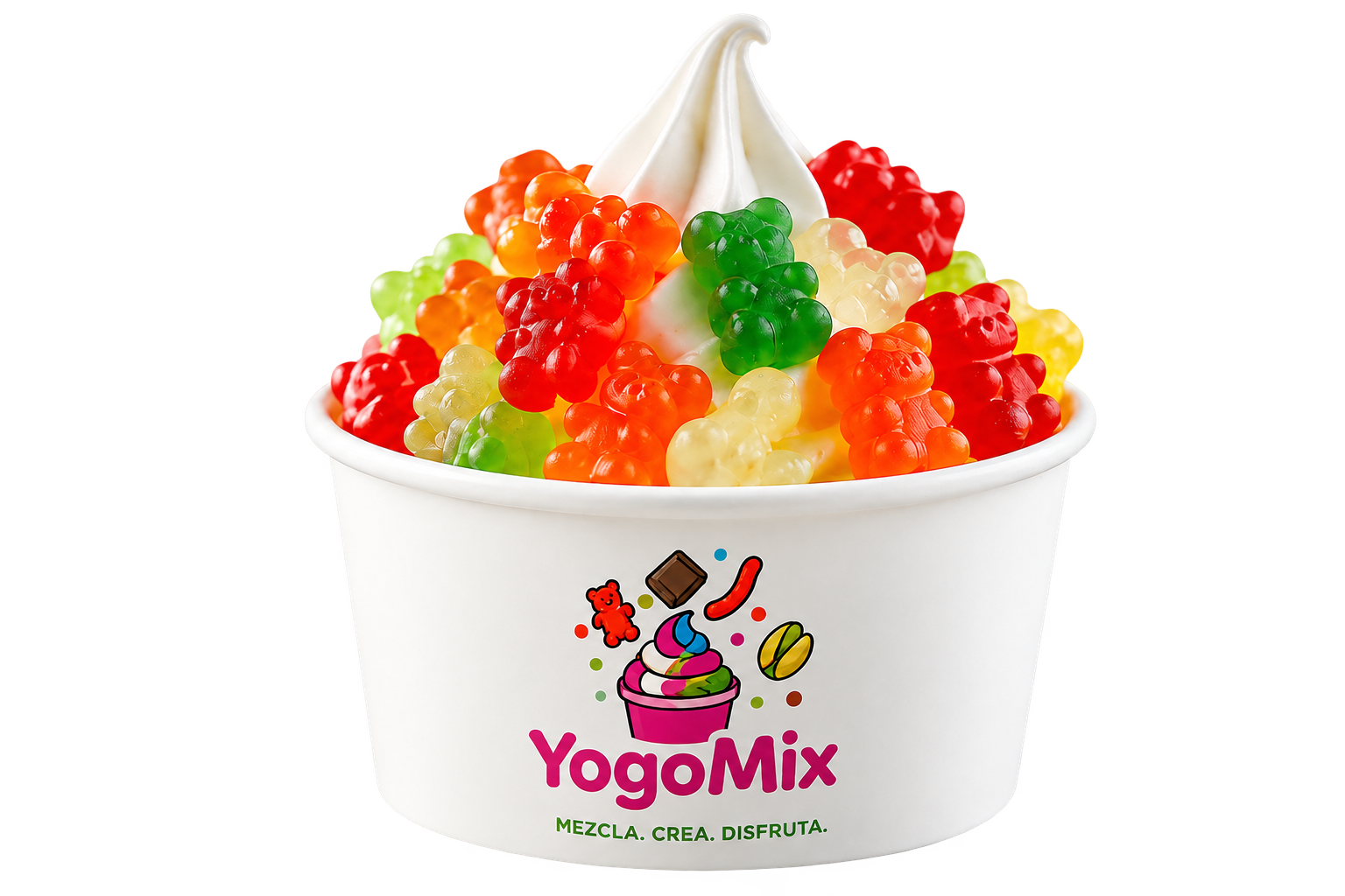 YogoMix cubierto con gomitas de colores